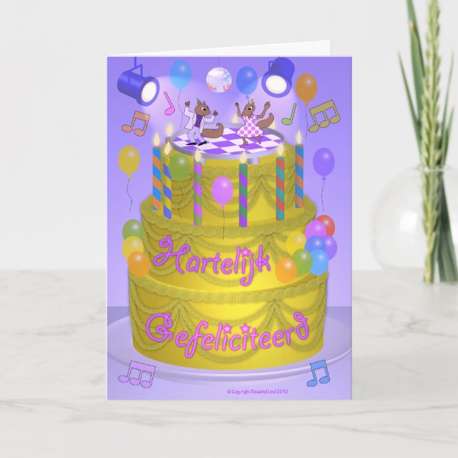 "Happy Birthday" cake (Dutch) Card (Front)