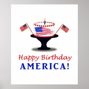Happy Birthday Cake for America Poster