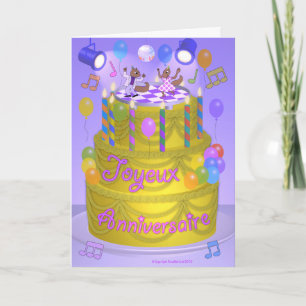 "Happy Birthday" cake (French) Card