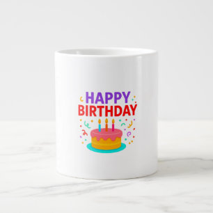 Happy Birthday Cake Graphic Large Coffee Mug