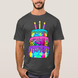 Happy Birthday Cake Hippie Tie Dye Psychedelic T-Shirt