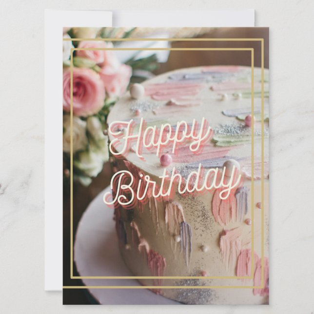 Happy Birthday  Cake  Holiday Card (Front)