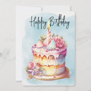 Happy Birthday Cake Holiday Card