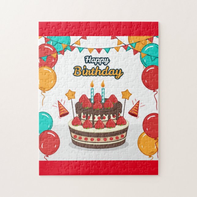 Happy Birthday Cake Jigsaw Puzzle (Vertical)