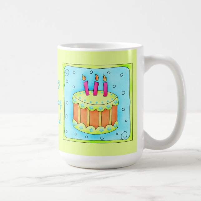 Happy Birthday Cake Lime Green Mug (Right)