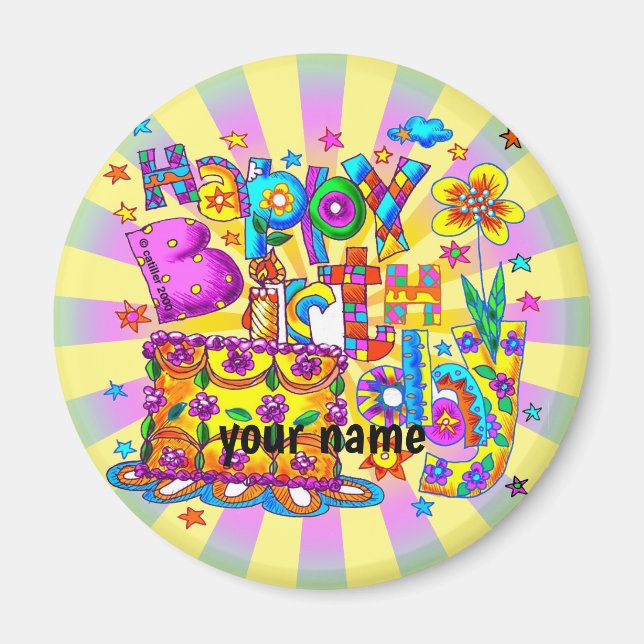 Happy Birthday Cake  Magnet (Front)