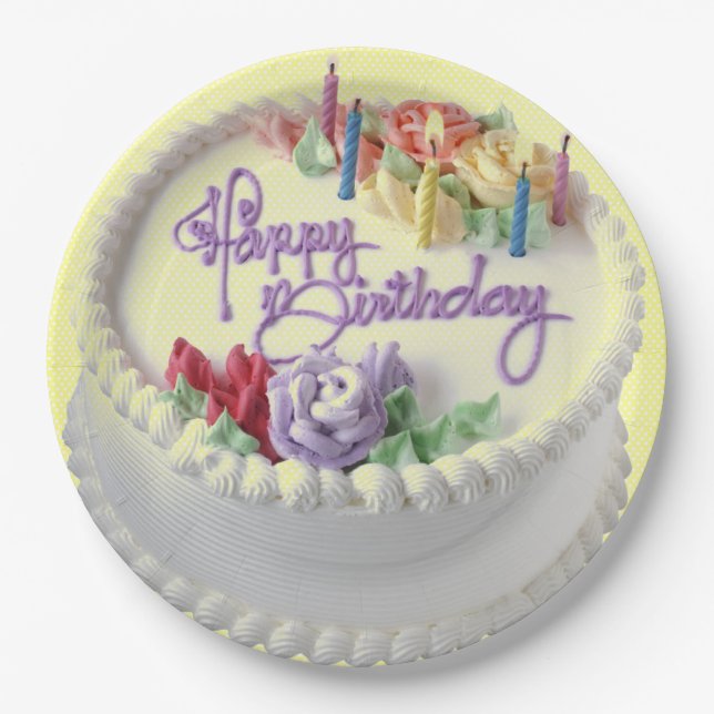 Happy Birthday Cake  Paper Plate (Front)