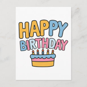 Happy Birthday Cake Postcard