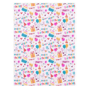 Happy birthday cake print tablecloth