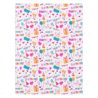 Happy birthday cake print tablecloth