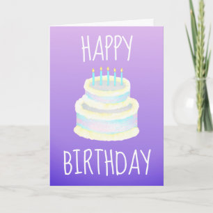 Happy Birthday Cake Purple Card