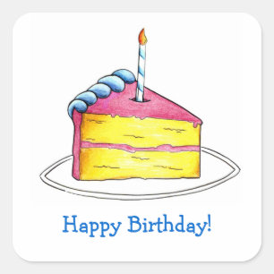 Happy Birthday! Cake Slice Candle Bday Sticker
