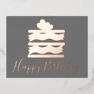 Happy Birthday Cake Slice  Teal Foil Holiday 