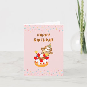Happy Birthday Cake Sloth Card