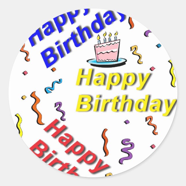 Happy Birthday Cake Sticker (Front)