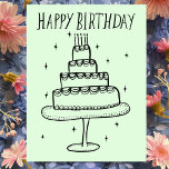 Happy Birthday Cake Whimsical Sketch Doodle  Postcard<br><div class="desc">Sweet drawing of a cute cake to wish someone a happy birthday! Click "edit using design tool" to adjust the fonts, colours and placements. You can change the background colour too or check my shop for more colour options. Customise with your own text. Check my shop for more or let...</div>