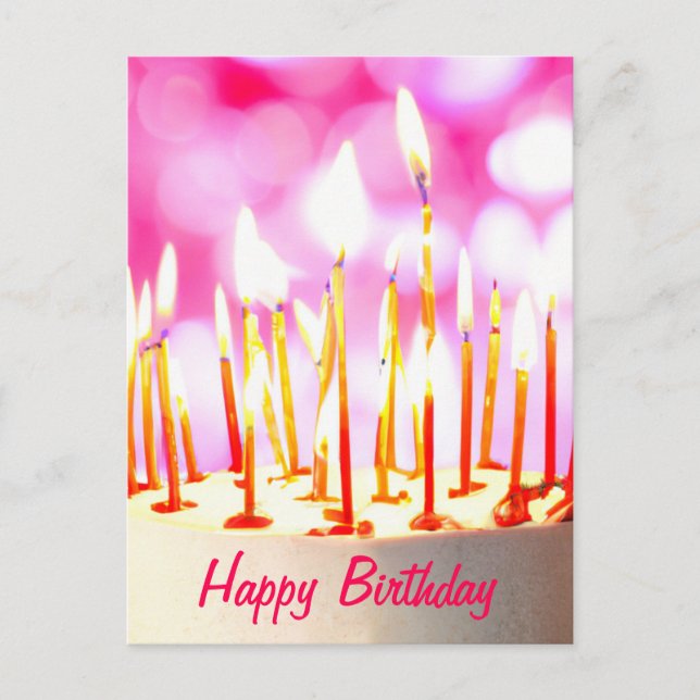 Happy Birthday cake with burning candles Karte Postcard (Front)