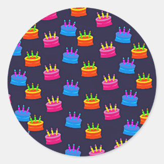 Happy Birthday, Cake with Candles, Classic Round Sticker