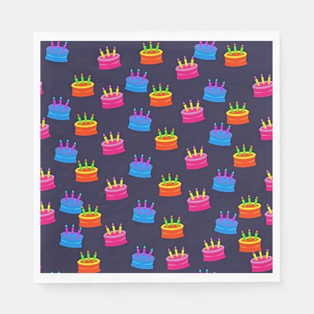 Happy Birthday, Cake with Candles, Napkin (Front)