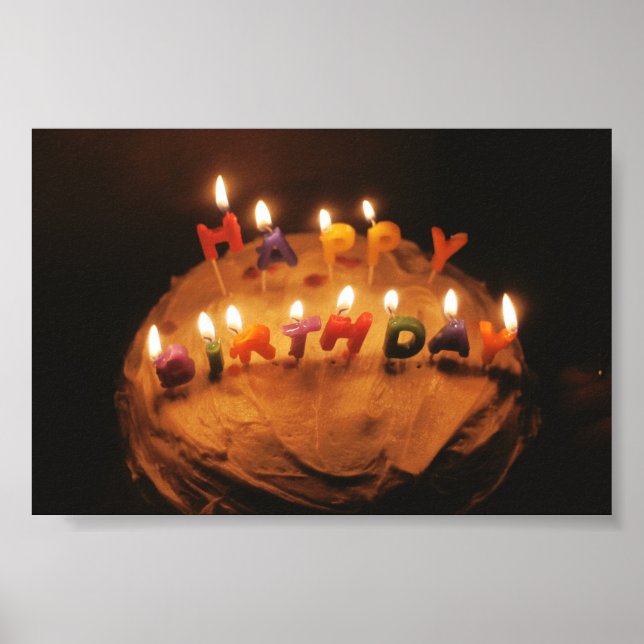 Happy Birthday Cake with candles Poster (Front)
