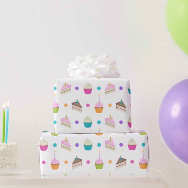 Happy Birthday Cakes And Cupcakes Wrapping Paper (Party Gifts)