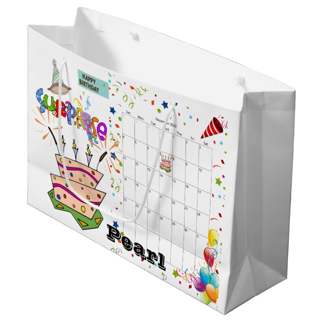 Happy Birthday Calendar December 2022 Gift Bag (Front Angled)