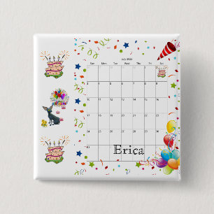 Happy Birthday Calendar July 2022 Button