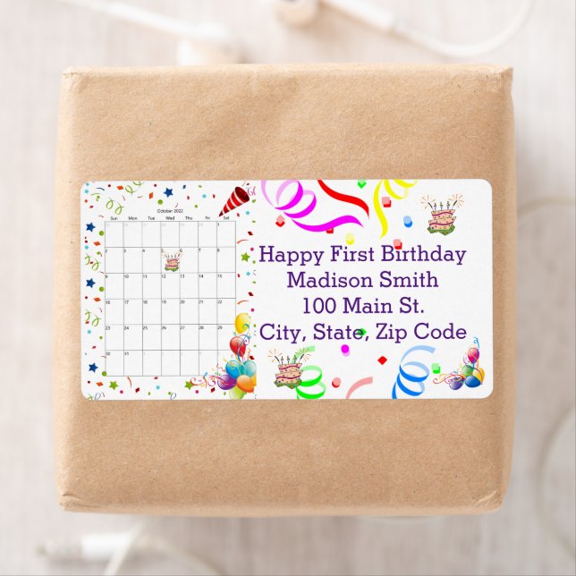 Happy Birthday Calendar October 2022 Address Label (Insitu)