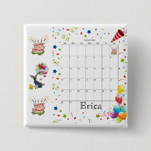 Happy Birthday Calendar October 2022 Button