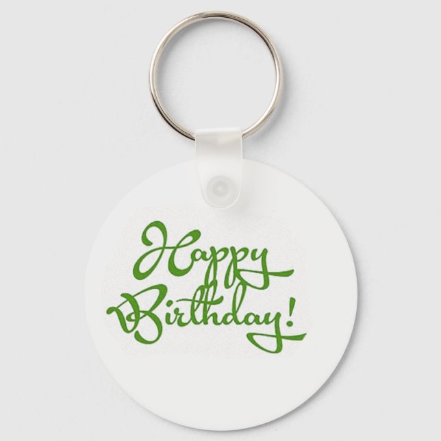 happy birthday calligraphy design key ring (Front)
