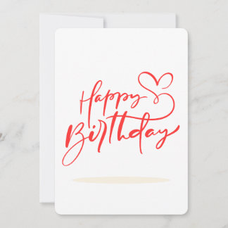 Happy Birthday Calligraphy with Heart Design Invitation