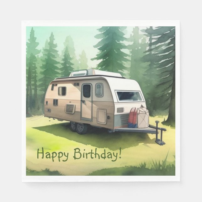 Happy Birthday Camping Napkin (Front)