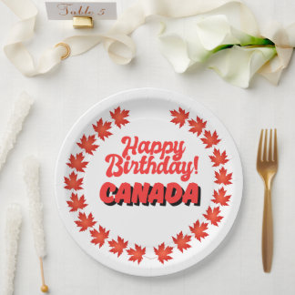 Happy Birthday Canada Paper Plate