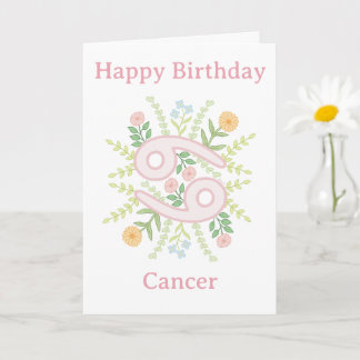 Happy Birthday Cancer Floral Illustration Card