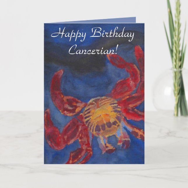 "Happy Birthday Cancerian" Original Art Design Card (Front)