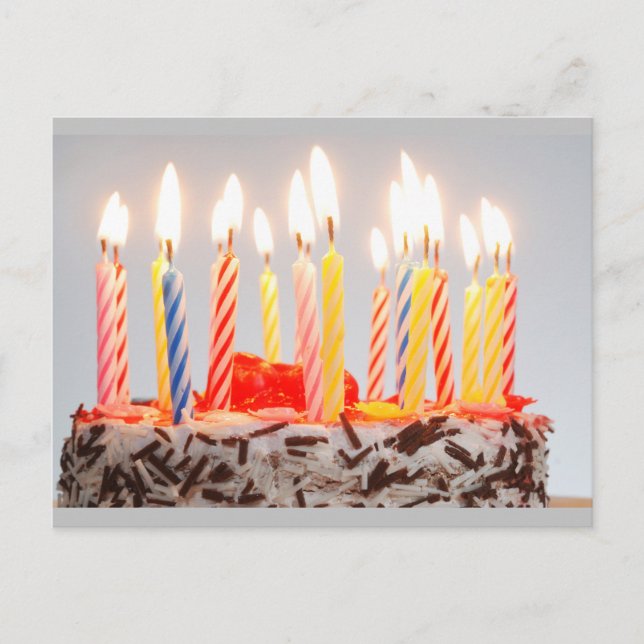 Happy Birthday Candles Announcement Postcard (Front)