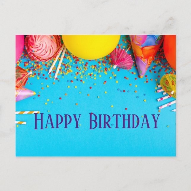 Happy Birthday Candles, Cupcake, Sprinkles  Postcard (Front)