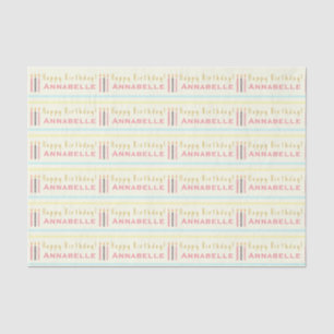 Happy Birthday Candles Repeat Girl's Name Tissue Paper