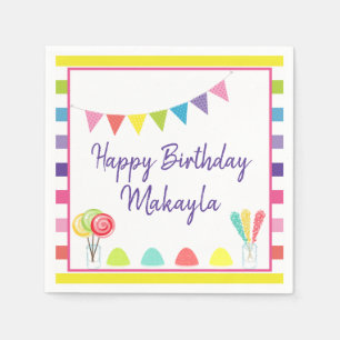 Happy Birthday Candy Land Sweet Treat Custom Party Napkin