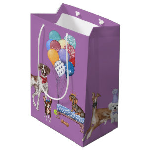 Happy Birthday Canine Dog Breeds Medium Gift Bag