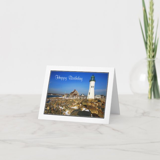 Happy Birthday Cape Cod Lighthouse Greeting Card (Front)