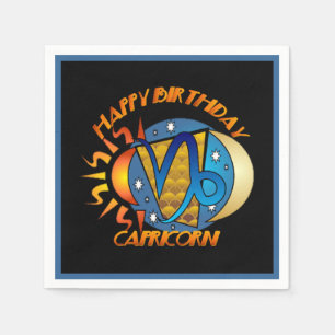 Happy Birthday Capricorn Zodiac Birth Sign Napkins