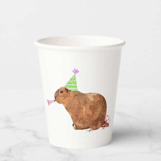 Happy Birthday Capybara Paper Cups (Front)