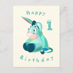 Happy Birthday Card - Baby Donkey - Your Age /Year