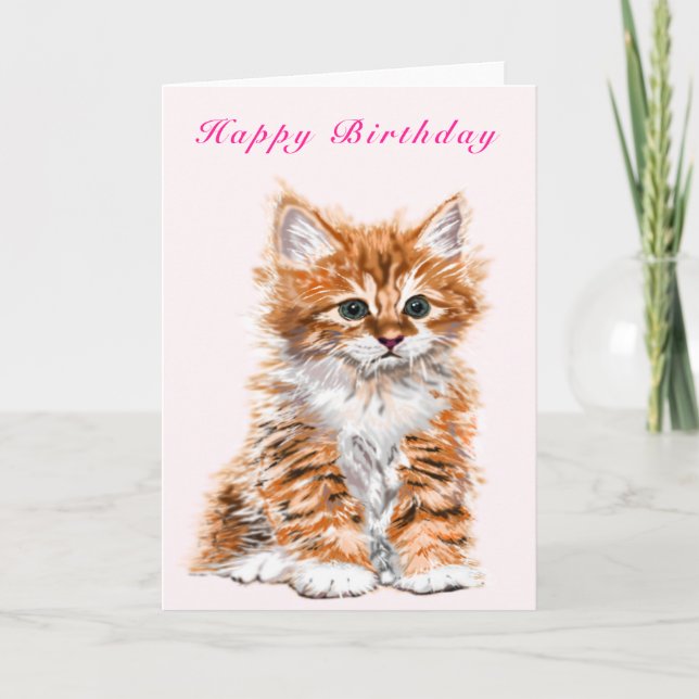 Happy Birthday Card Baby Kitten - Your Text (Front)