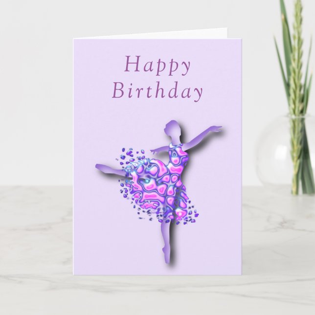 Happy Birthday Card Ballerina Girl Ballet Dancer (Front)