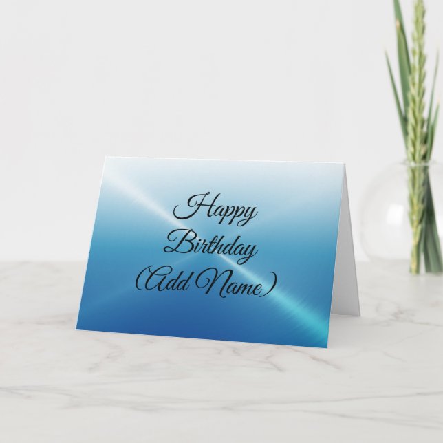 Happy Birthday Card Blue  Reflection Text (Front)