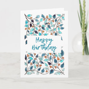 Happy Birthday Card Bluegreen Vine