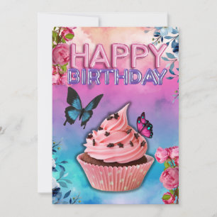 Happy Birthday Card (Butterfly Theme)