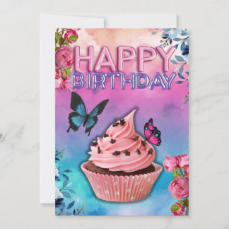 Happy Birthday Card (Butterfly Theme)